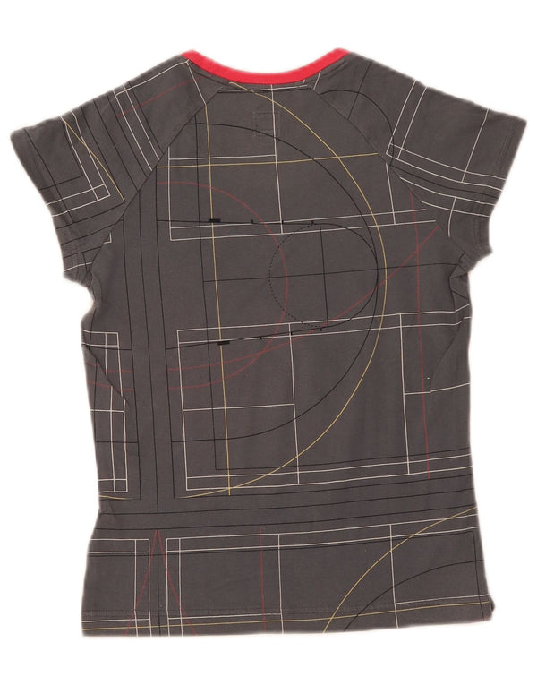 Adidas Womens Graphic T-Shirt Top UK 8 Small  Grey Geometric Cotton