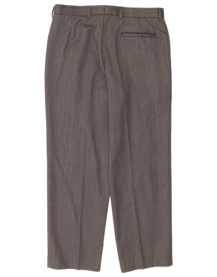 Marks & Spencer Mens Straight Suit Trousers W34 L29 Grey Wool
