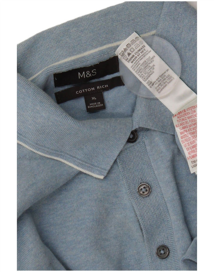 Marks & Spencer Mens Polo Shirt XL Blue Cotton