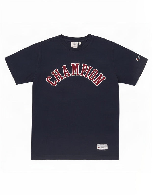 Champion Mens Graphic T-Shirt Top Medium Navy Blue Cotton