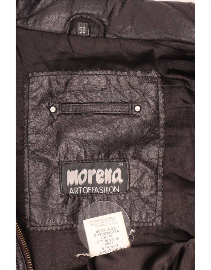 Morena Mens Leather Jacket UK 44 2XL Navy Blue Biker
