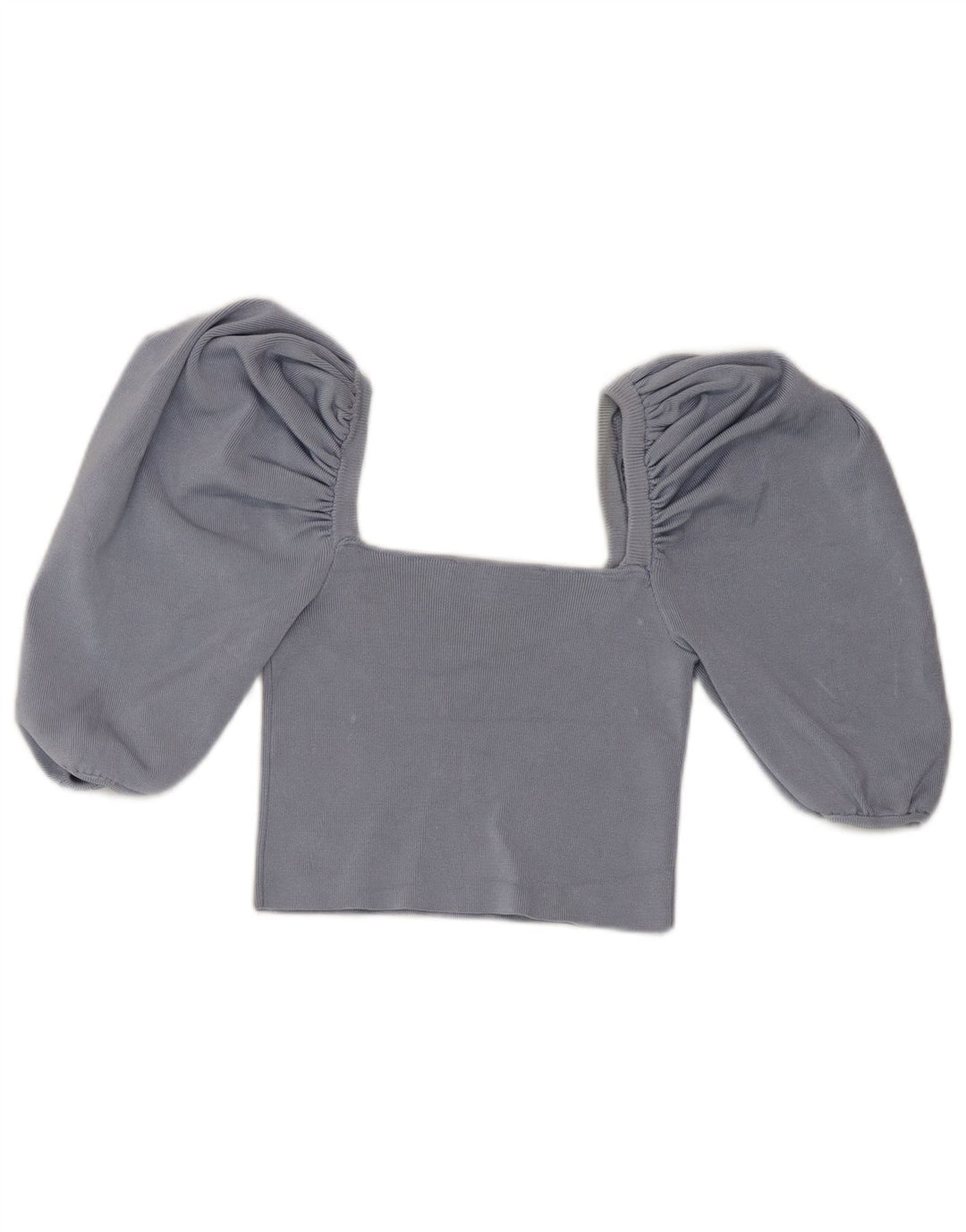 Zara Womens Crop Off Shoulder Top UK 8 Small Blue Viscose