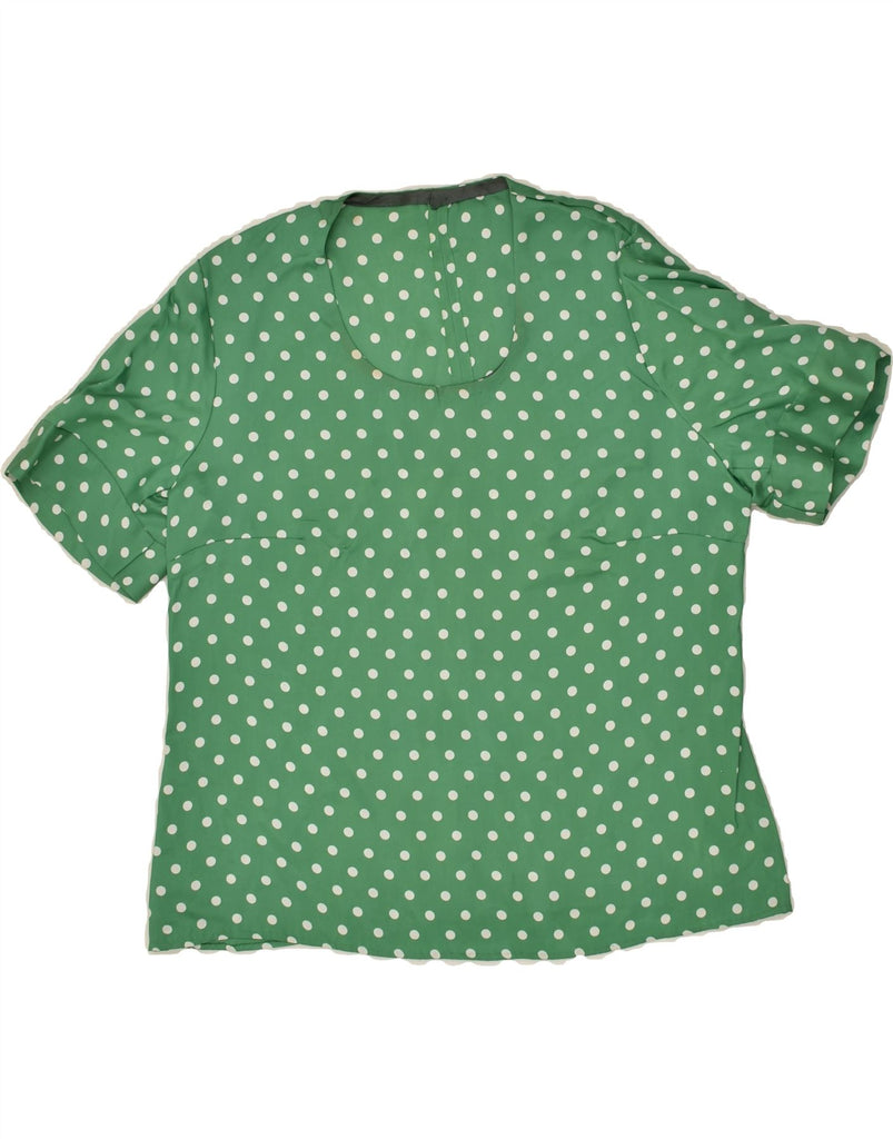 VINTAGE Womens Blouse Top UK 12 Medium Green Polka Dot | Vintage Vintage | Thrift | Second-Hand Vintage | Used Clothing | Messina Hembry 