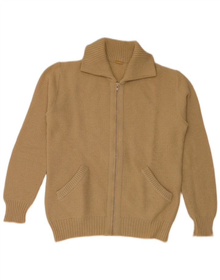 Gordon Mens Cardigan Sweater Medium Beige Polyester