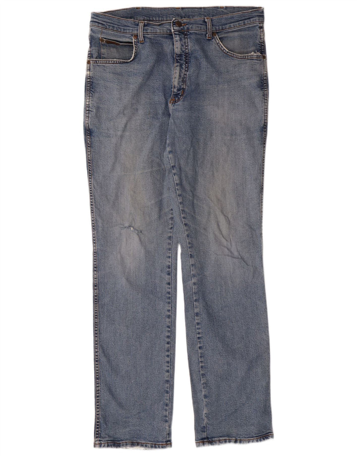 Wrangler Mens Straight Jeans W36 L34 Blue Cotton Classic