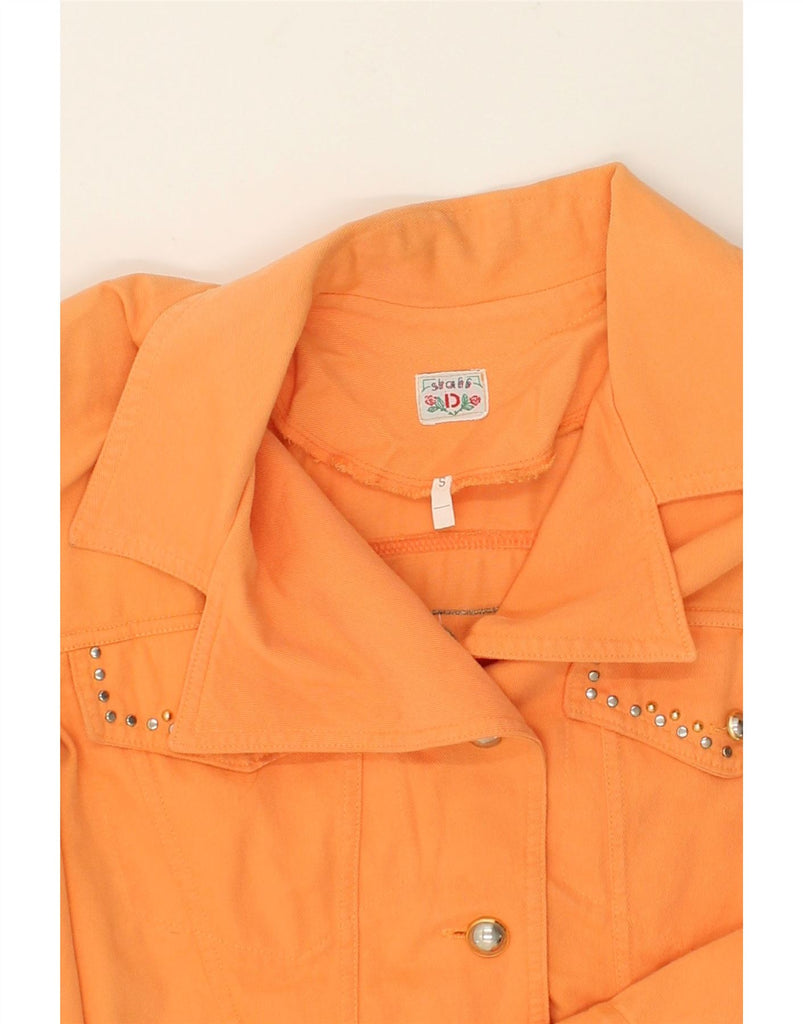 VINTAGE Womens Crop Graphic Bomber Jacket UK 10 Small Orange | Vintage Vintage | Thrift | Second-Hand Vintage | Used Clothing | Messina Hembry 