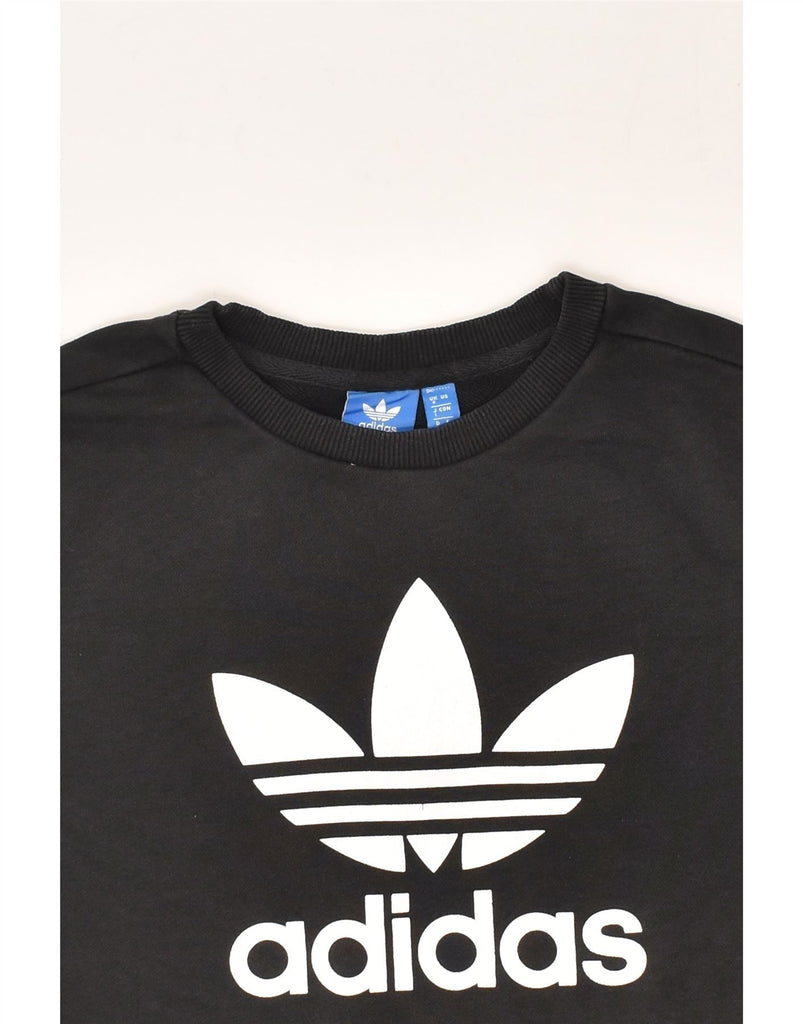 ADIDAS Womens Graphic Sweatshirt Jumper UK 8 Small  Black Cotton | Vintage Adidas | Thrift | Second-Hand Adidas | Used Clothing | Messina Hembry 