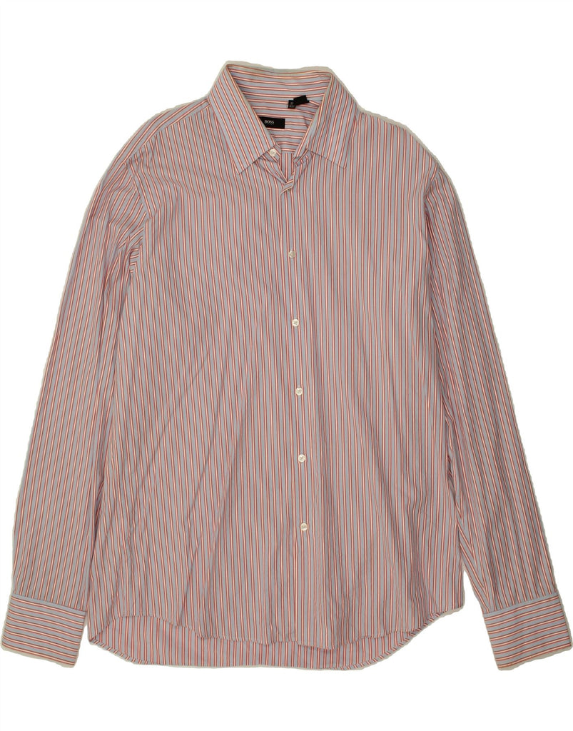 HUGO BOSS Mens Shirt Size 17 XL Blue Striped Cotton Vintage Hugo Boss and Second-Hand Hugo Boss from Messina Hembry 
