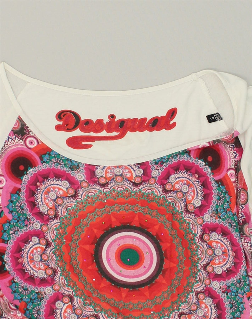 DESIGUAL Womens Graphic Blouse Top UK 8 Small White Paisley Viscose | Vintage Desigual | Thrift | Second-Hand Desigual | Used Clothing | Messina Hembry 