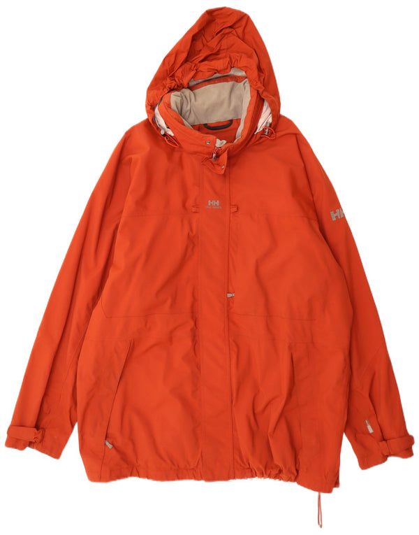 Helly Hansen Mens Hooded Rain Jacket UK 44 2XL Orange Nylon