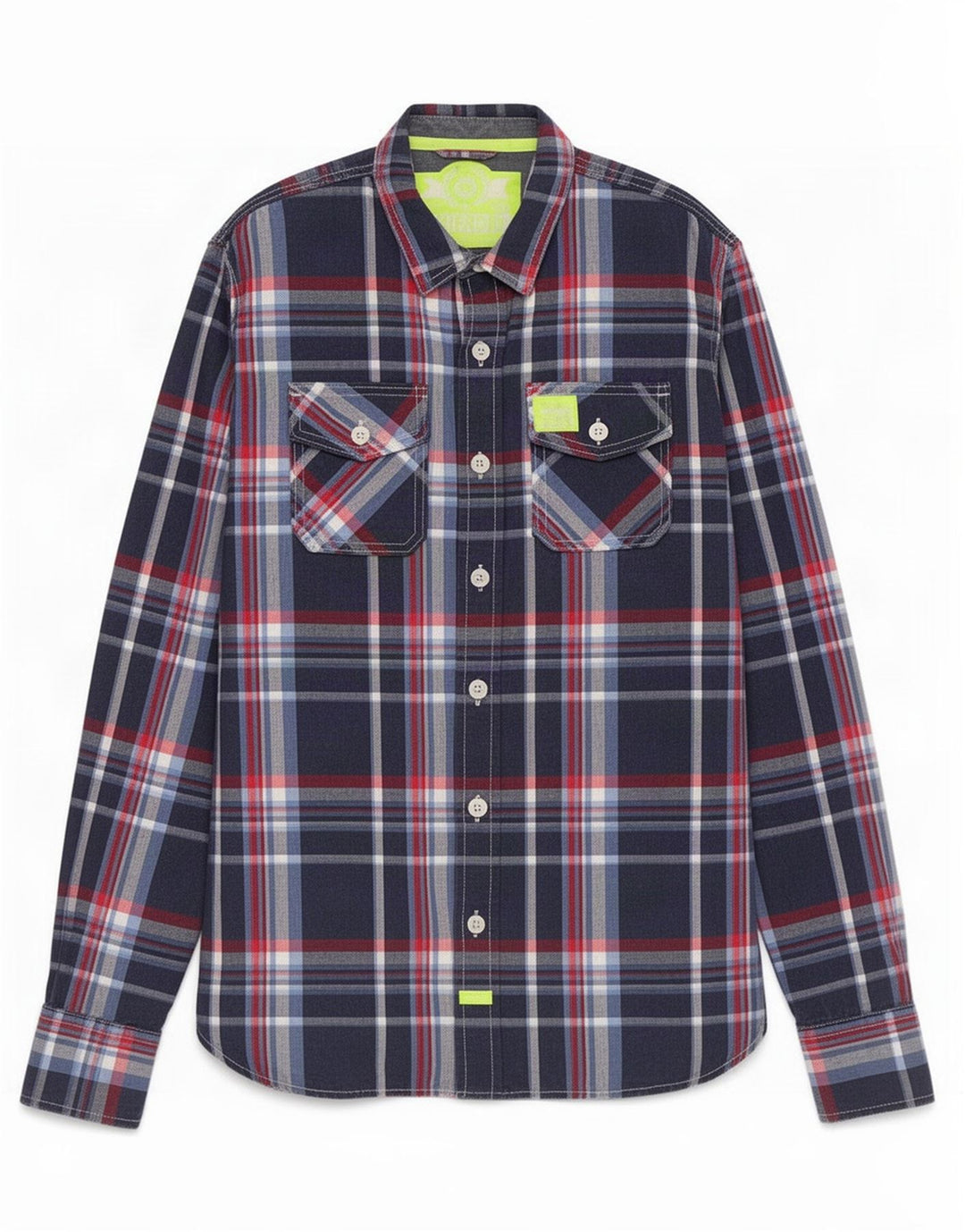 Superdry Mens Shirt XL Navy Blue Check Cotton
