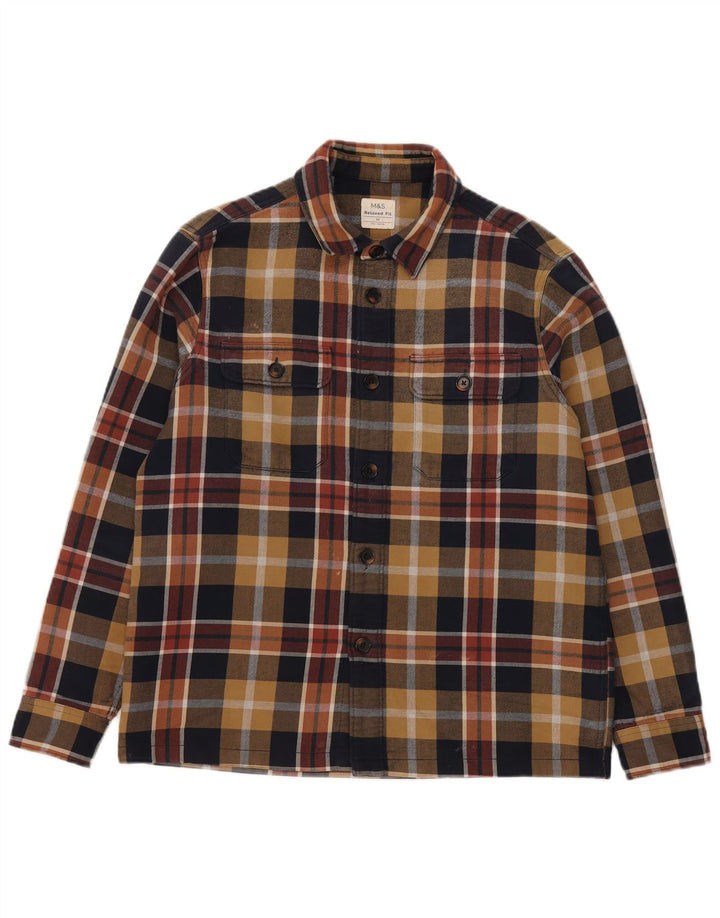 Marks & Spencer Mens Relaxed Fit Flannel Shirt Medium Multicoloured Plaid