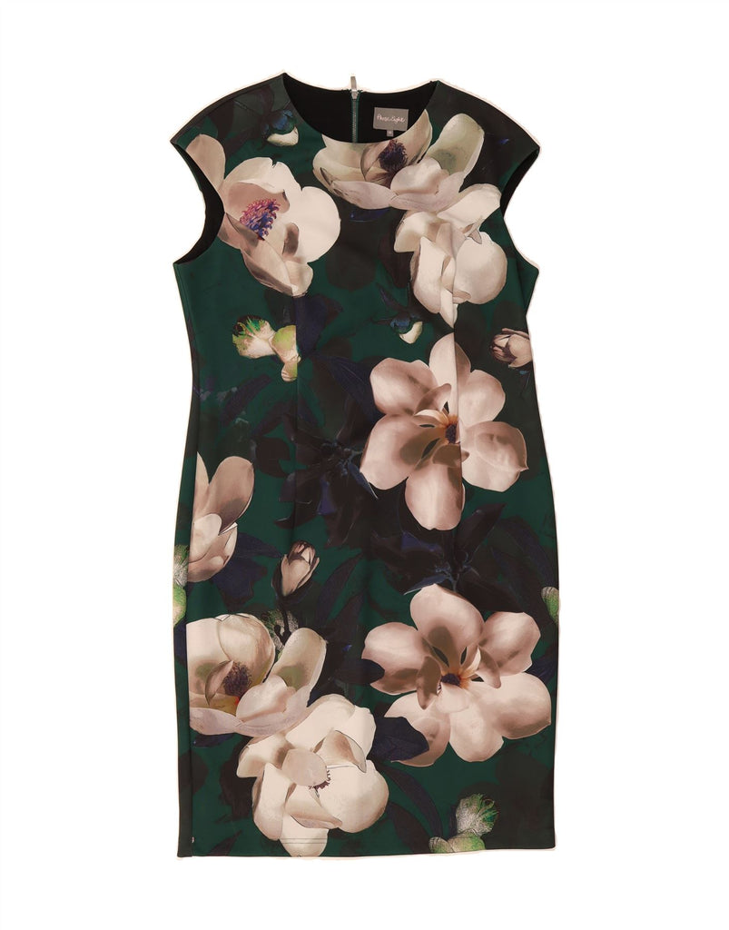 PHASE EIGHT Womens Sleeveless Sheath Dress UK 18 XL Green Floral Polyester Vintage Phase Eight and Second-Hand Phase Eight from Messina Hembry 
