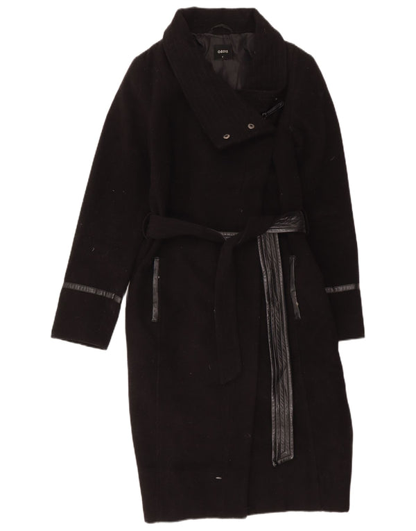 Oasis Womens Overcoat UK 10 Small Black Polyester