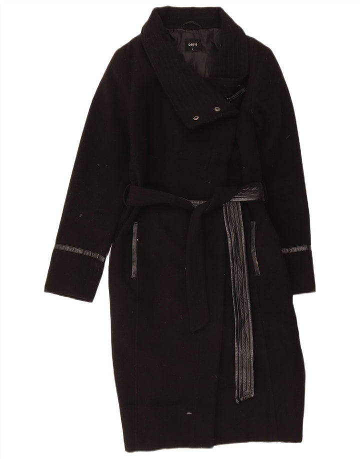 Oasis Womens Overcoat UK 10 Small Black Polyester