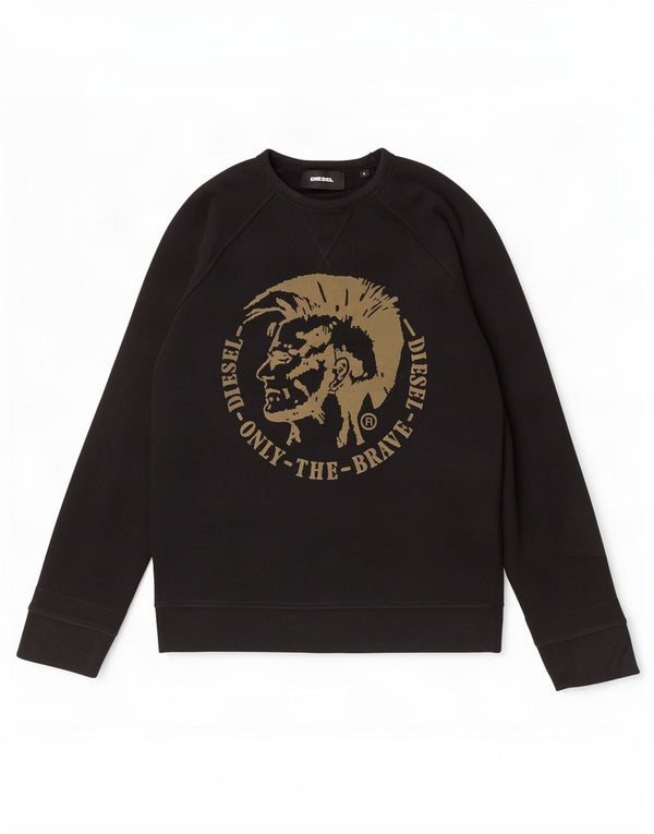 Diesel Mens Graphic Sweatshirt Jumper Large Black Cotton