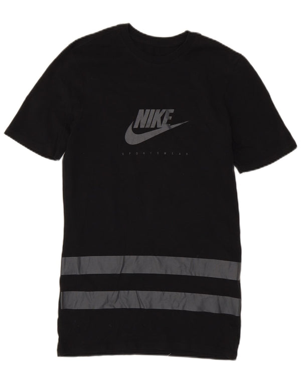 Nike Womens Athletic Cut Graphic T-Shirt Dress UK 6 XS Black Cotton