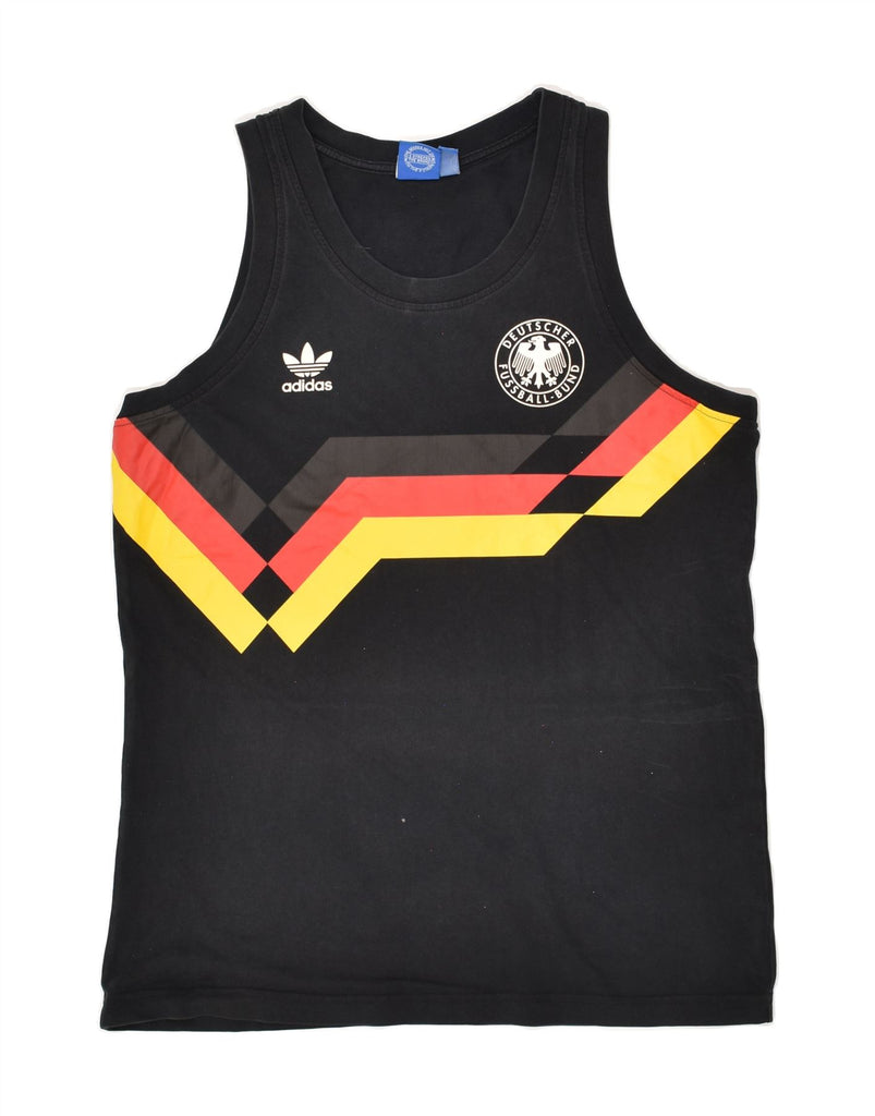 ADIDAS Womens Deutscher Fussball Bund Graphic Vest Top UK 14 Medium Black | Vintage Adidas | Thrift | Second-Hand Adidas | Used Clothing | Messina Hembry 