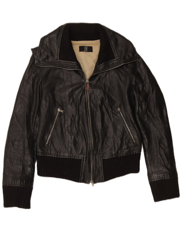 ZEN Womens Leather Jacket IT 46 Large Black Leather