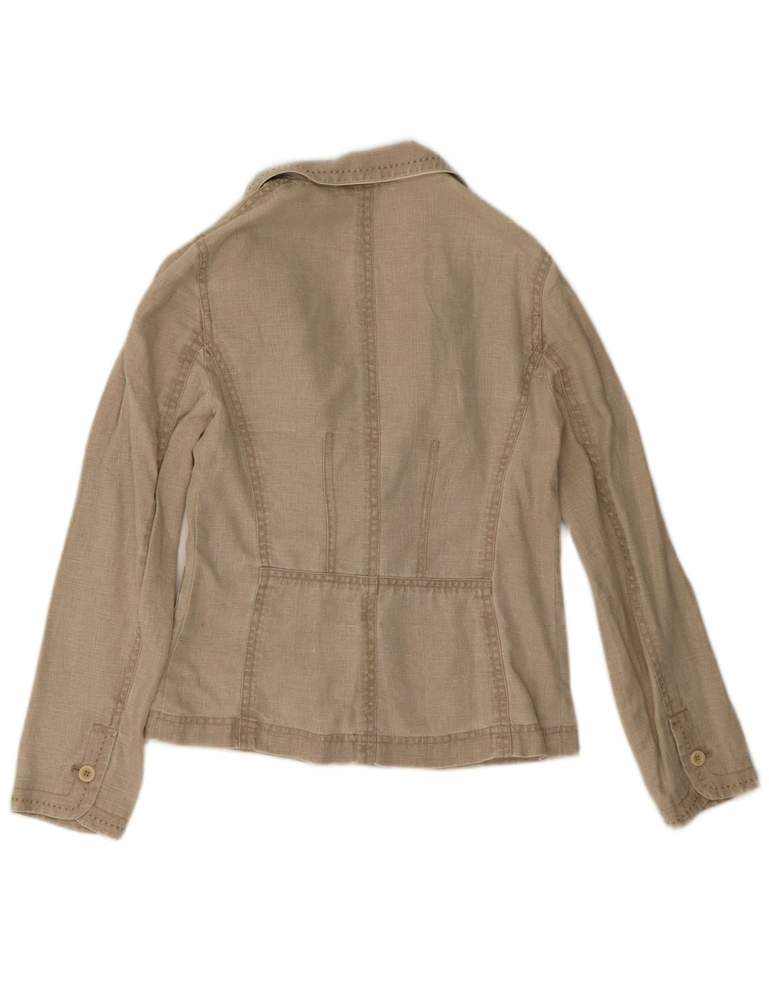 Monsoon Womens 2 Button Blazer Jacket UK 10 Small Beige Linen