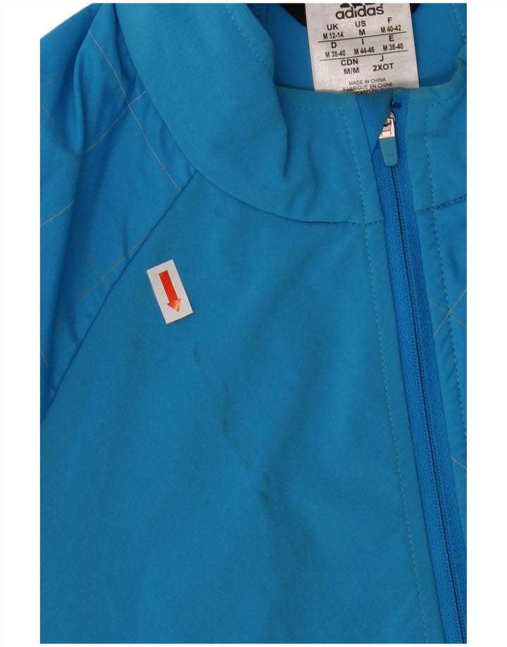 Adidas Womens Cycling Tracksuit Top Jacket UK 12/14 Medium Blue Polyester