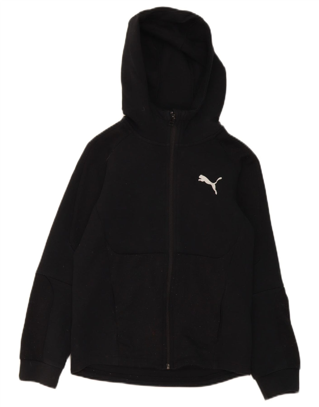 PUMA Boys Zip Hoodie Sweater 11-12 Years Black Cotton