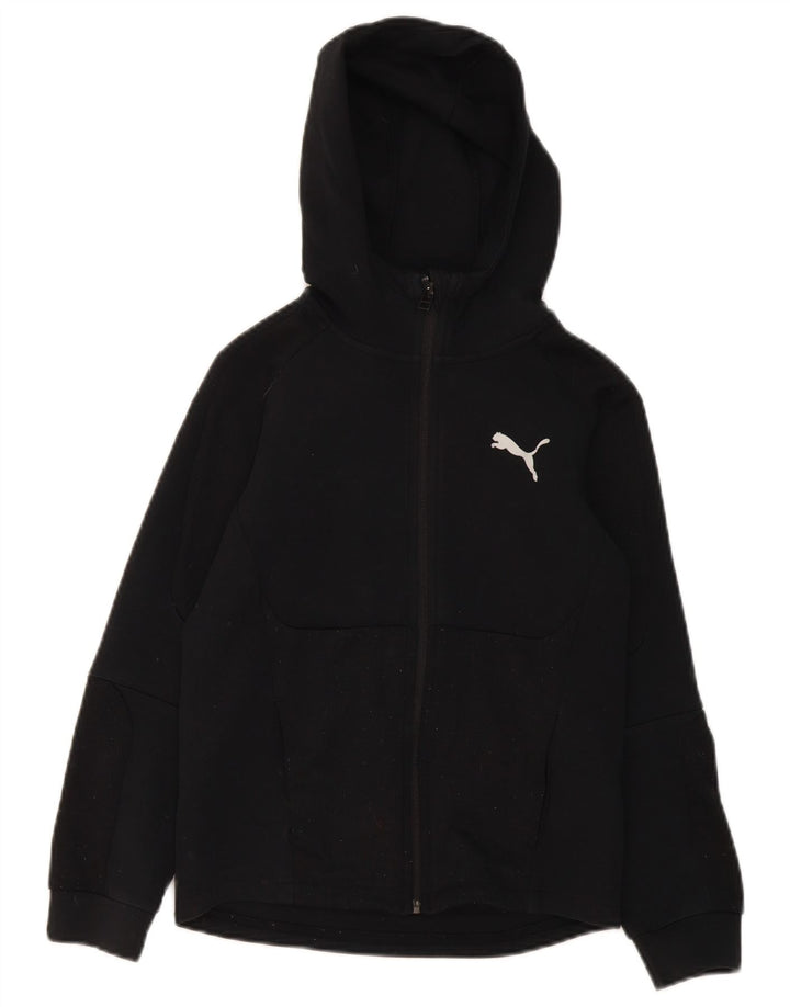 PUMA Boys Zip Hoodie Sweater 11-12 Years Black Cotton
