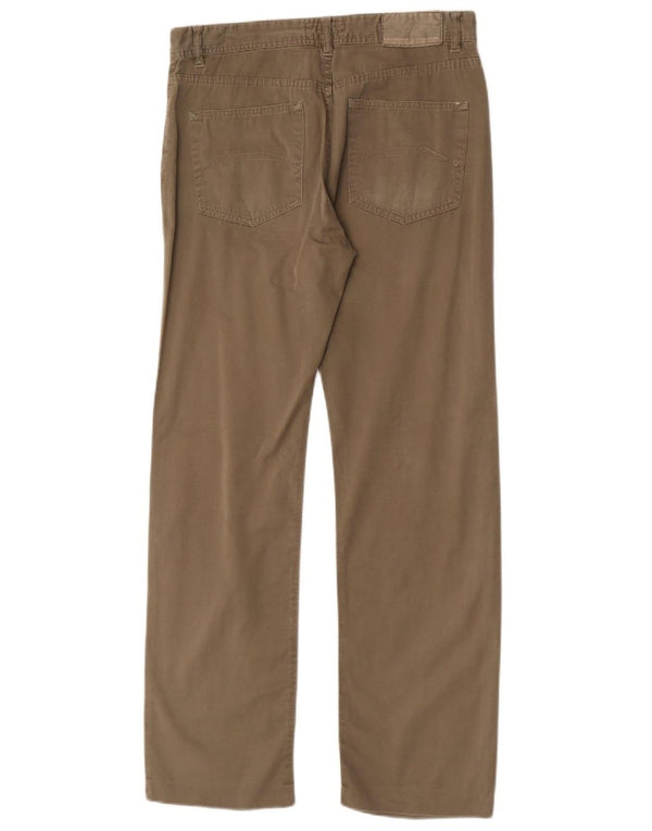 Zara Mens Straight Casual Trousers EU 42 Large W32 L32 Khaki Cotton
