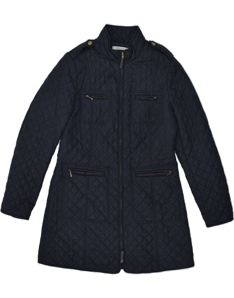 HOBBS Womens Quilted Jacket Uk 12 Medium Navy Blue Polyamide | Vintage Hobbs | Thrift | Second-Hand Hobbs | Used Clothing | Messina Hembry 