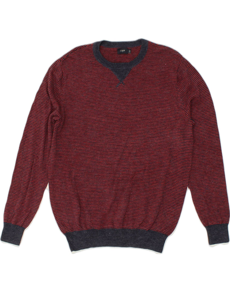 J. CREW Mens Crew Neck Jumper Sweater Large Red Striped Cotton | Vintage J. Crew | Thrift | Second-Hand J. Crew | Used Clothing | Messina Hembry 