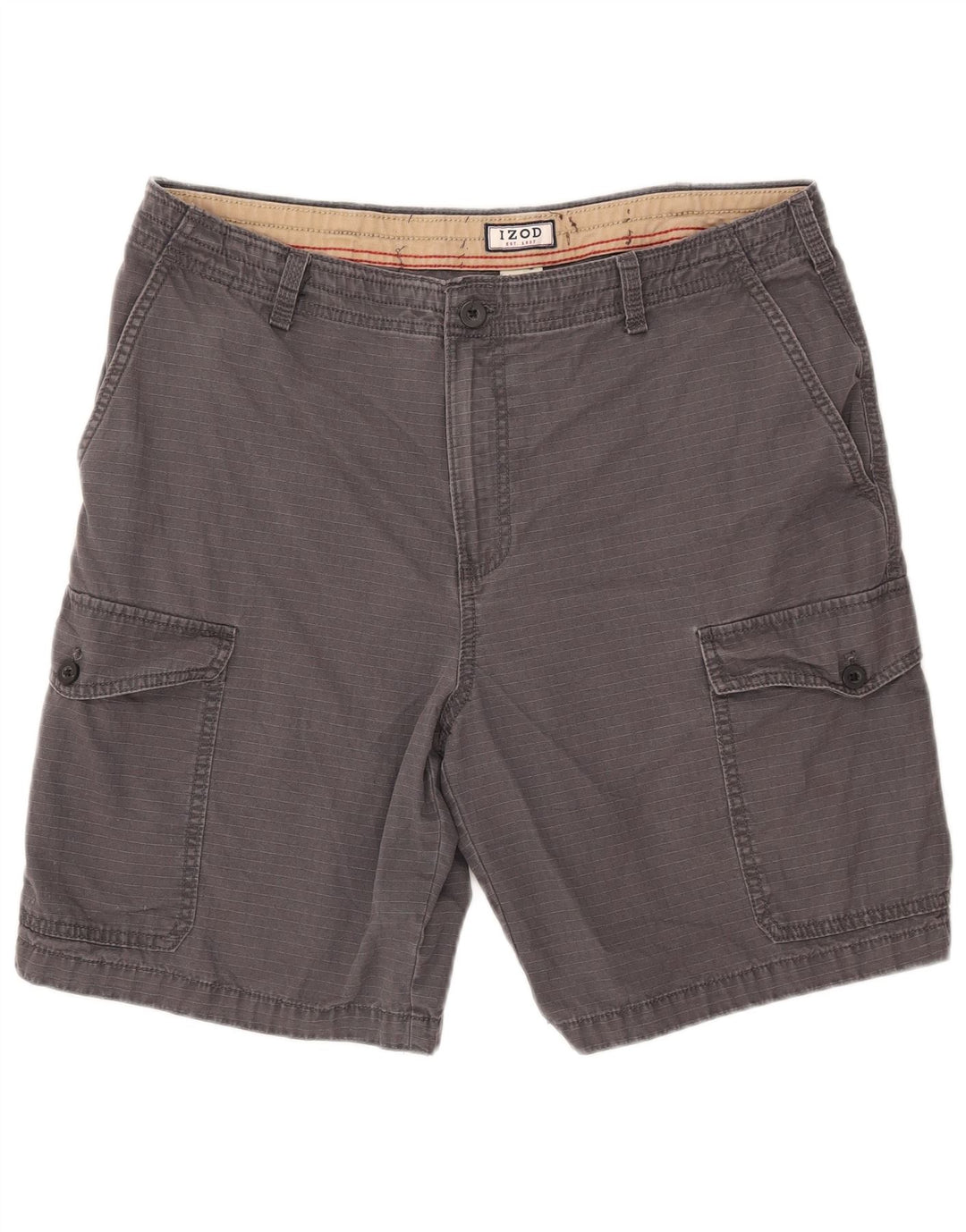 Izod Mens Cargo Shorts W34 Large Grey Striped Cotton