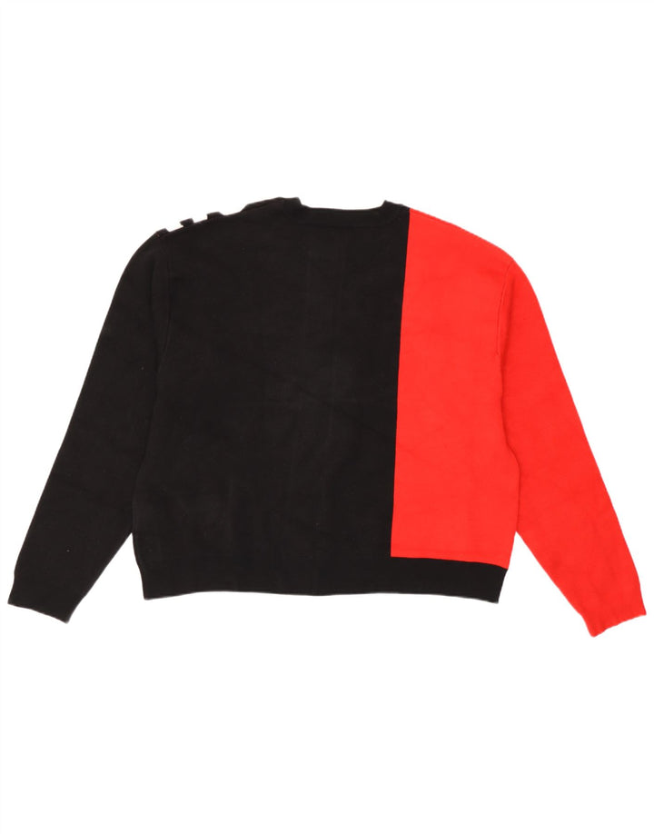 Guess Womens Oversized Crew Neck Jumper Sweater UK 8 Small Black