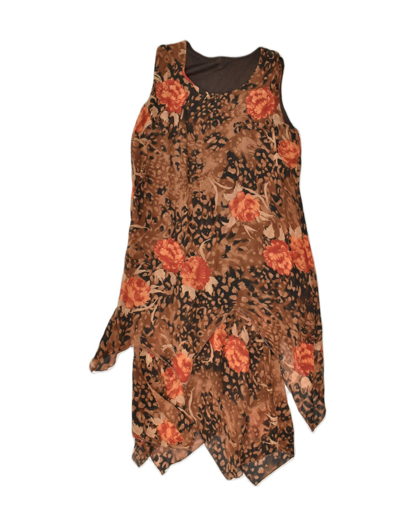 VINTAGE Womens Sundress UK 14 Medium Brown Floral | Vintage Vintage | Thrift | Second-Hand Vintage | Used Clothing | Messina Hembry 