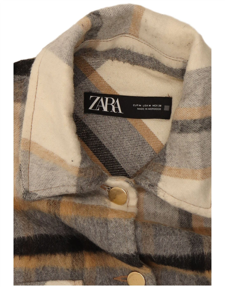 ZARA Womens Oversized Lumberjack  Flannel Shirt UK 14 Medium Grey Check