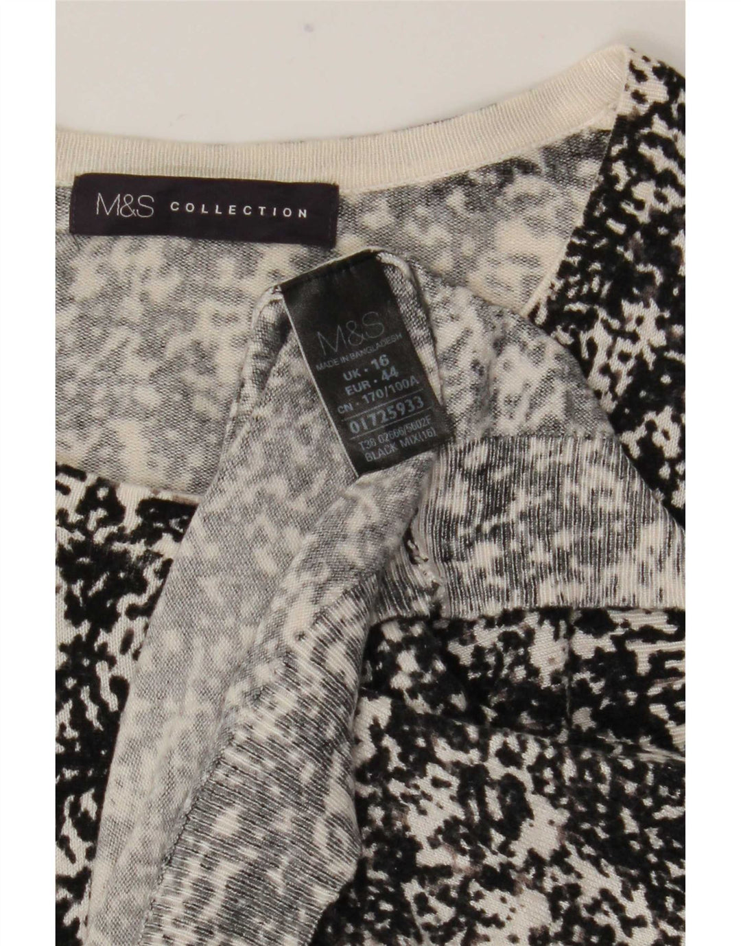 Marks & Spencer Womens Abstract Pattern Cardigan Sweater UK 16 Large Black