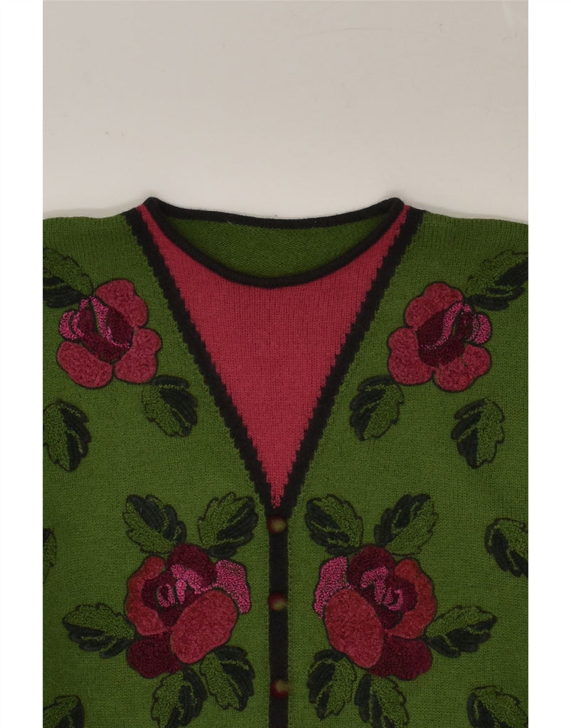 VINTAGE Womens Crew Neck Jumper Sweater UK 12 Medium Green Floral | Vintage Vintage | Thrift | Second-Hand Vintage | Used Clothing | Messina Hembry 