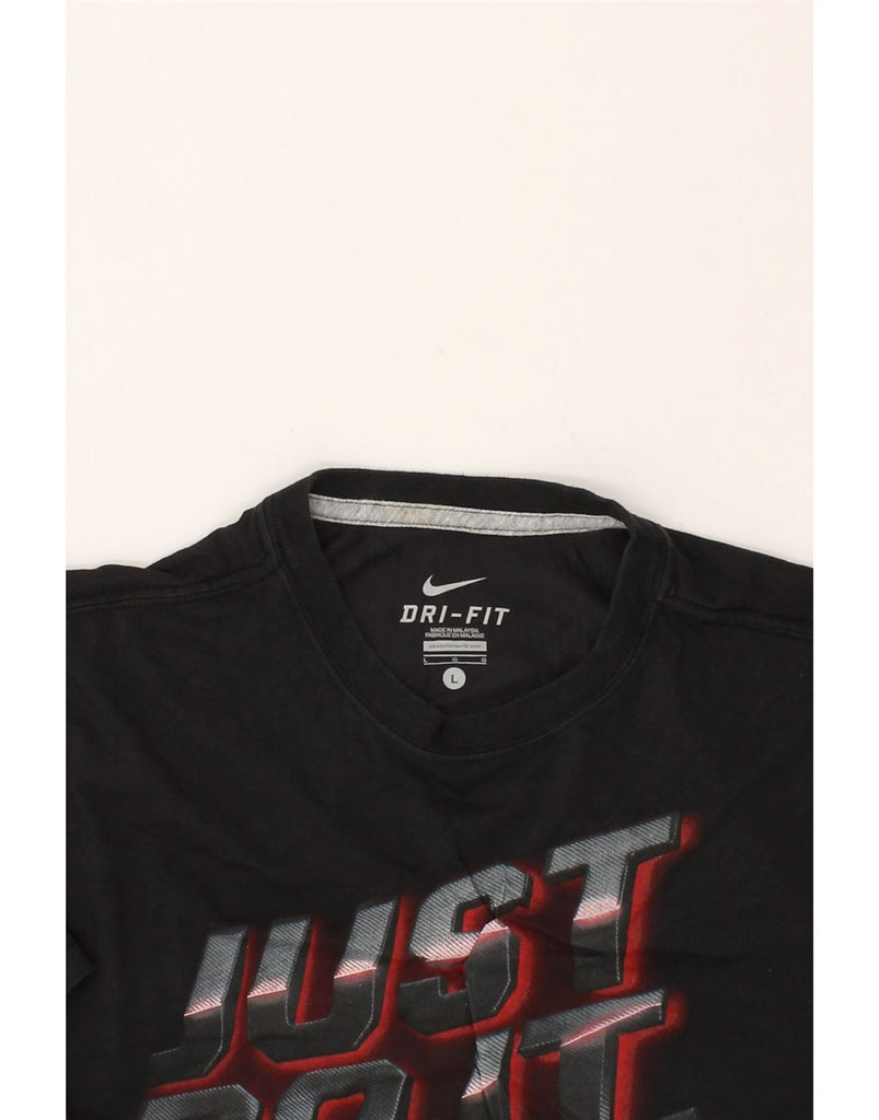 NIKE Mens Dri Fit Graphic T-Shirt Top Large Black Cotton | Vintage Nike | Thrift | Second-Hand Nike | Used Clothing | Messina Hembry 