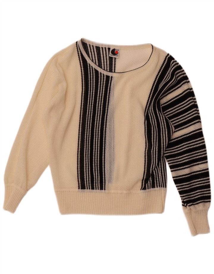 BODE Womens Boat Neck Jumper Sweater EU 40 Medium Off White Striped