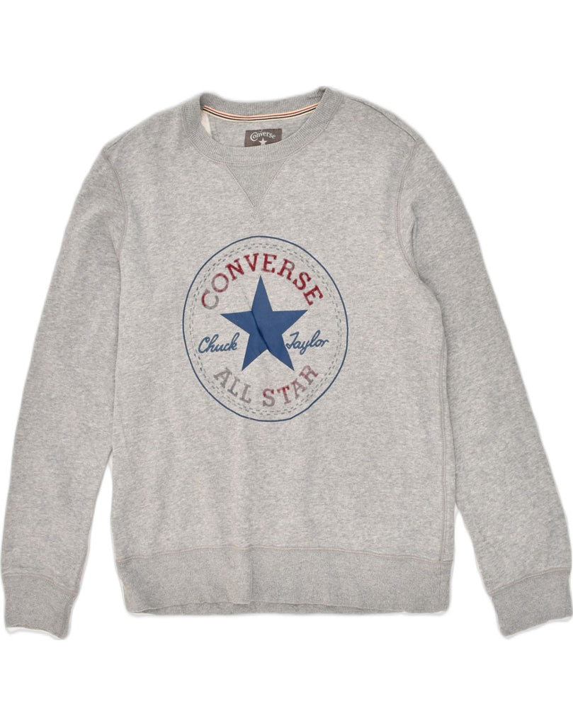 CONVERSE Mens Graphic Sweatshirt Jumper Small Grey Cotton | Vintage Converse | Thrift | Second-Hand Converse | Used Clothing | Messina Hembry 