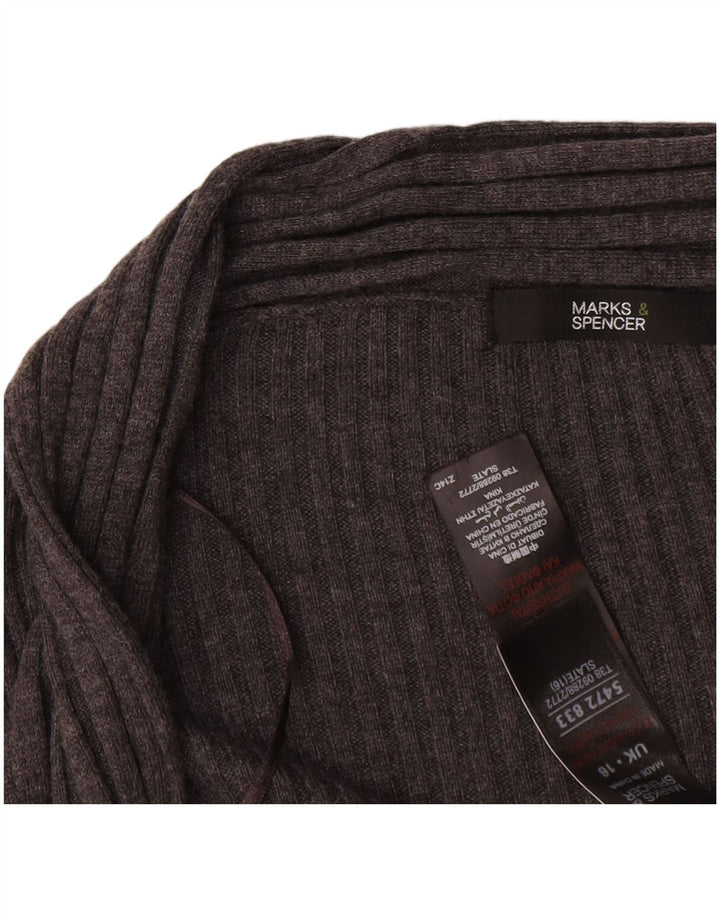 Marks & Spencer Womens Longline Open Cardigan Sweater UK 18 XL Grey