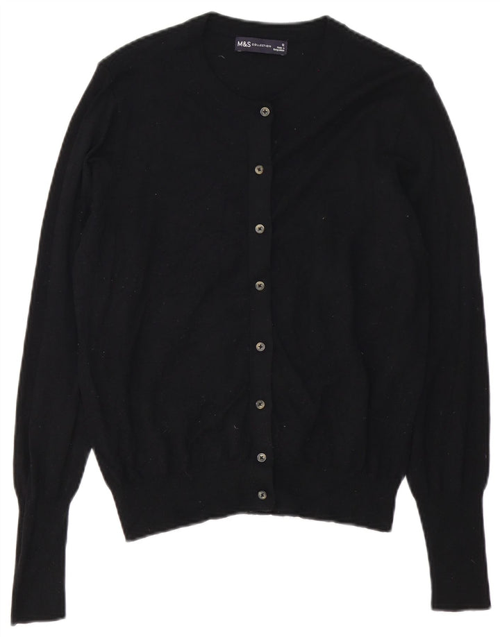 MARKS & SPENCER Womens Cardigan Sweater UK 12 Medium Black Viscose
