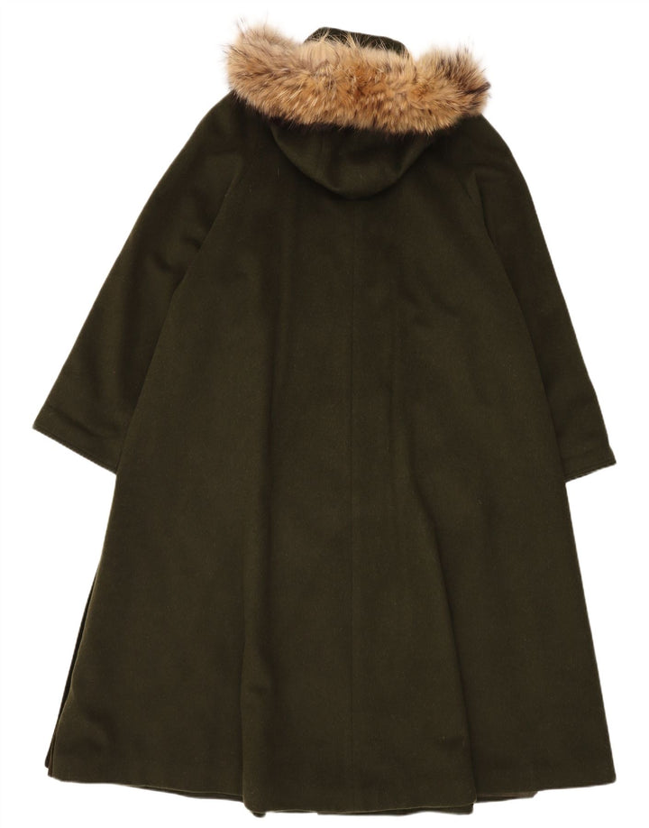 Moessmer Womens Hooded Oversized Overcoat UK 10 Small Khaki