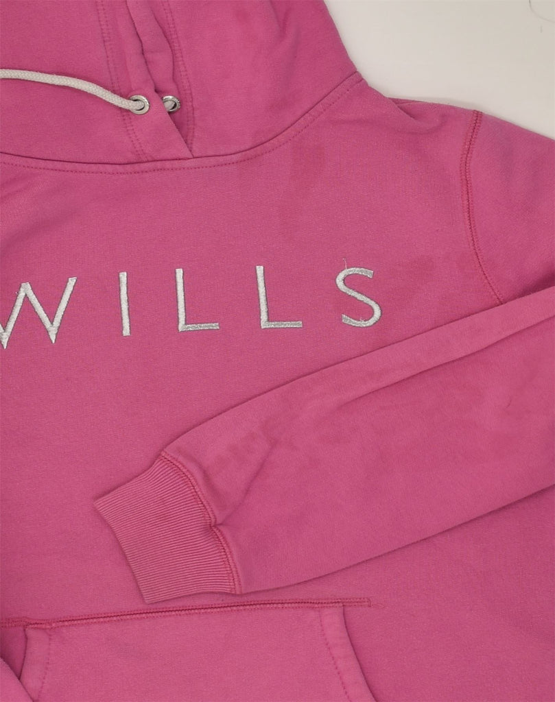 JACK WILLS Womens Graphic Hoodie Jumper UK 10 Small Pink Cotton | Vintage Jack Wills | Thrift | Second-Hand Jack Wills | Used Clothing | Messina Hembry 