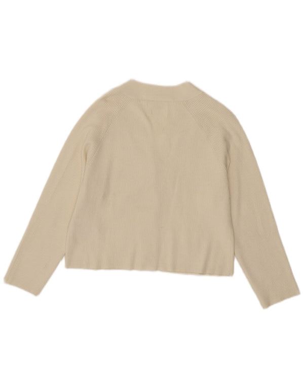 Zara Girls Crop Cardigan Sweater 11-12 Years Beige Viscose