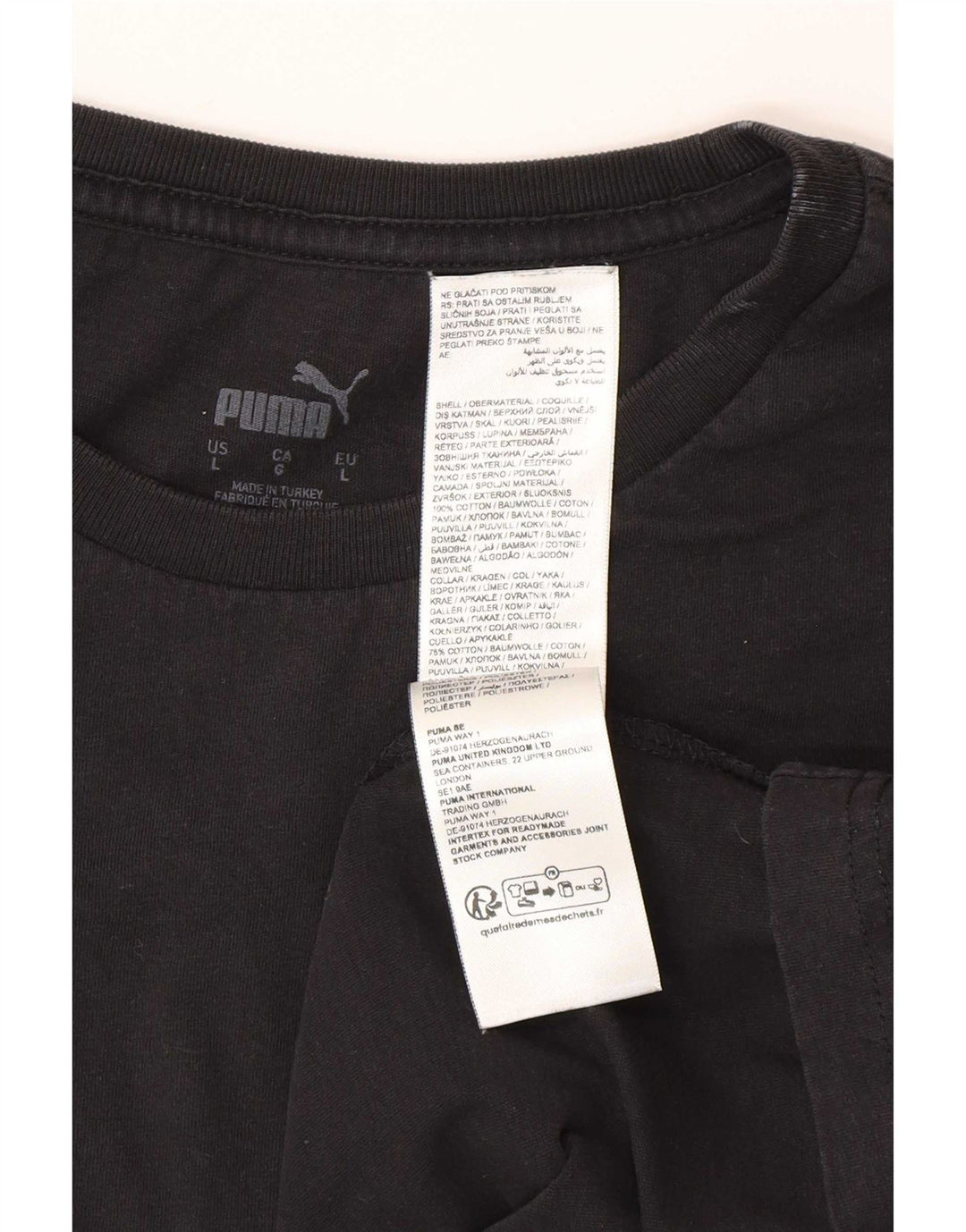 Puma Mens T-Shirt Top Large Black Cotton