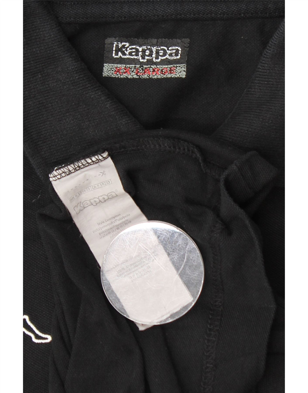 Kappa Mens Polo Shirt 2XL Black Cotton