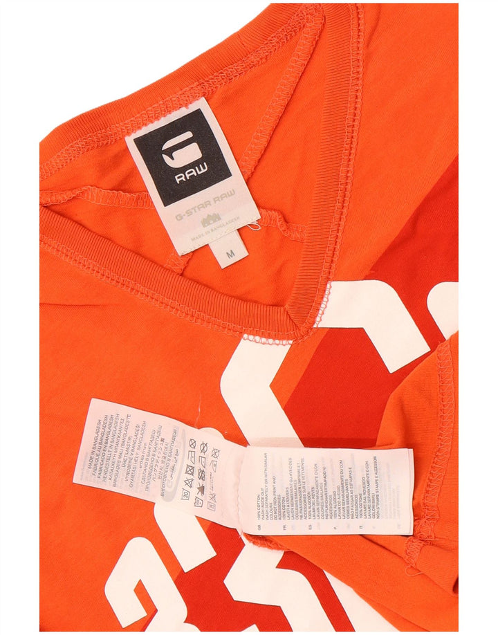 G-Star Mens Graphic T-Shirt Top Medium Orange Cotton