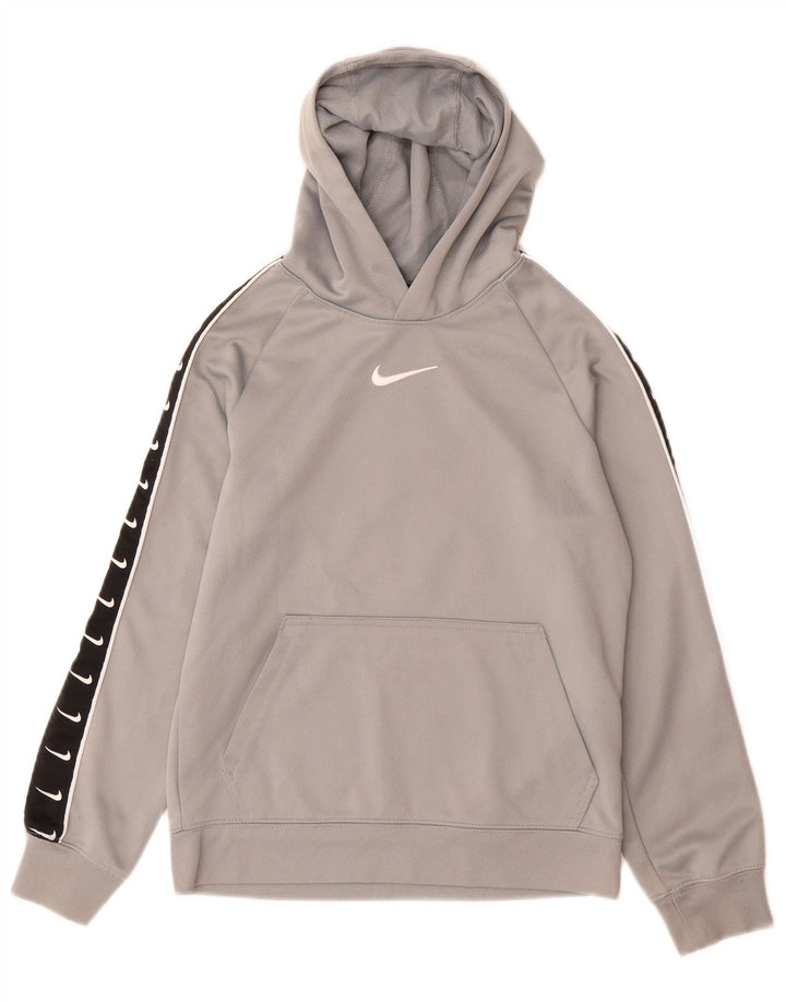 Nike Boys Graphic Hoodie Jumper 8-9 Years Small Grey Colourblock Polyester
