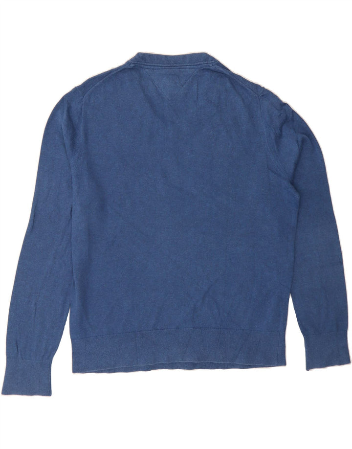 TOMMY HILFIGER Mens V-Neck Jumper Sweater Large Blue Cotton Vintage Tommy Hilfiger and Second-Hand Tommy Hilfiger from Messina Hembry 