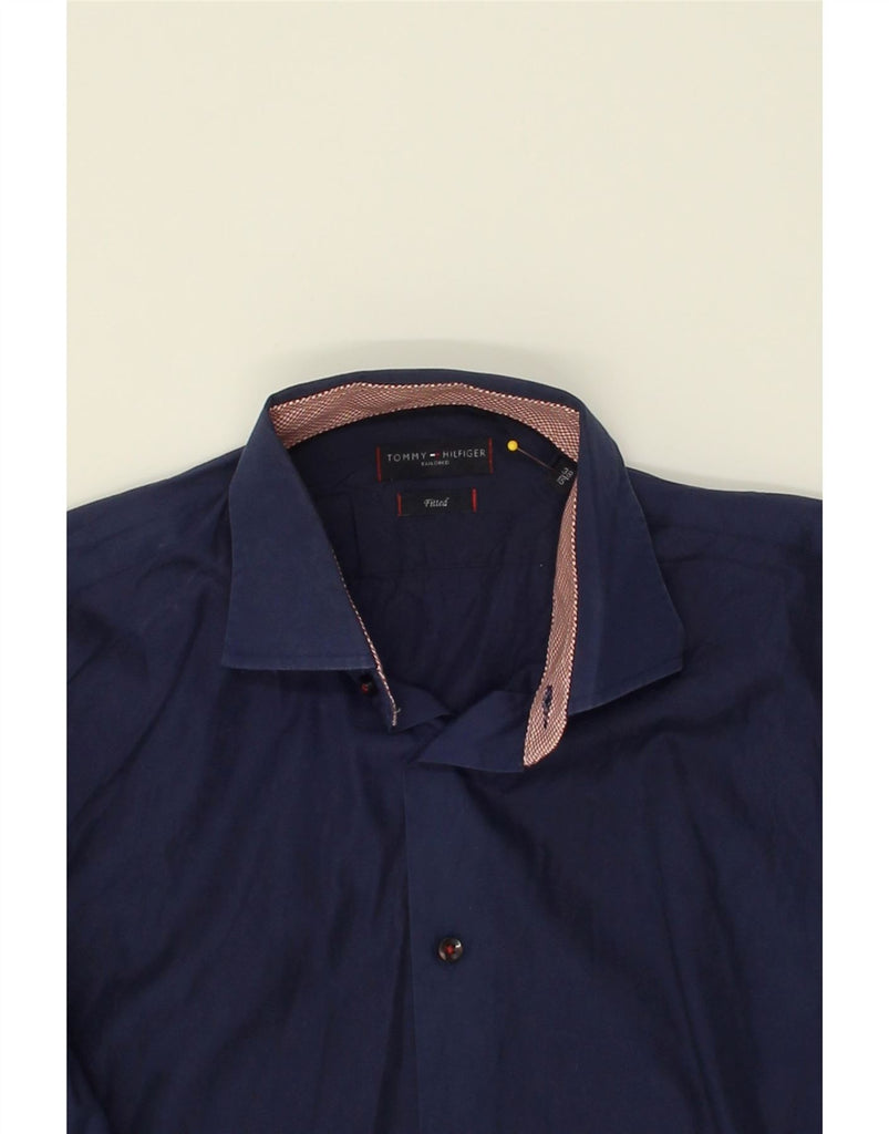 TOMMY HILFIGER Mens Tailored Fitted Shirt Size 38 15 Medium Navy Blue | Vintage Tommy Hilfiger | Thrift | Second-Hand Tommy Hilfiger | Used Clothing | Messina Hembry 